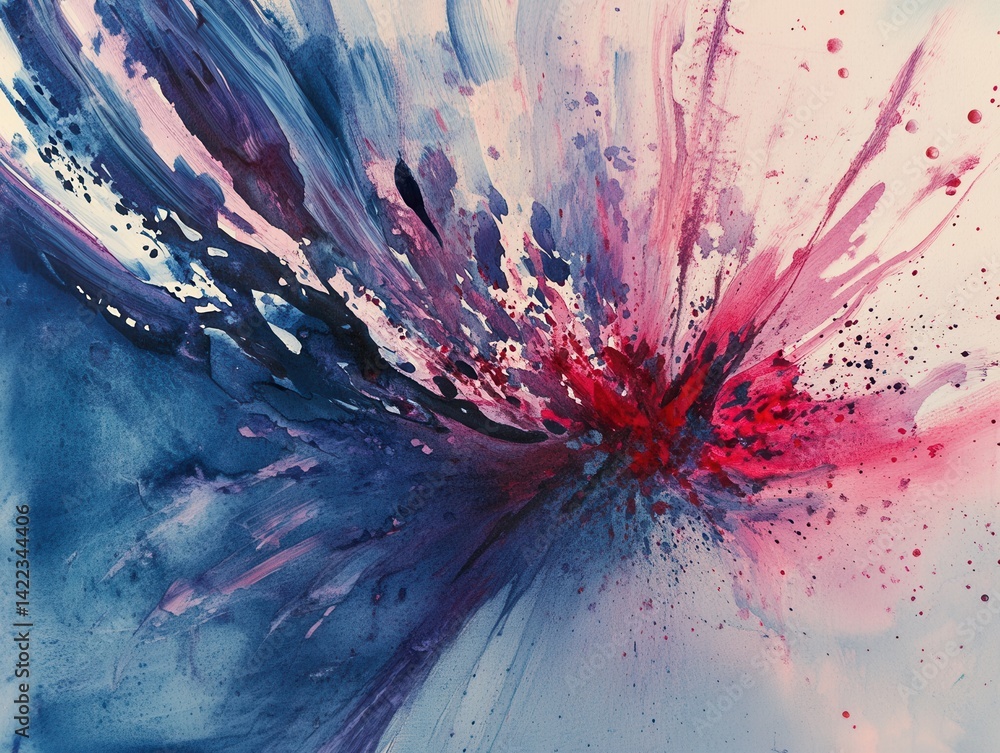 Aufkleber artistic watercolor painting featuring dynamic explosion of vibrant colors in abstract design and fl