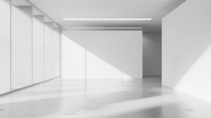 White open space office interior, mock up wall