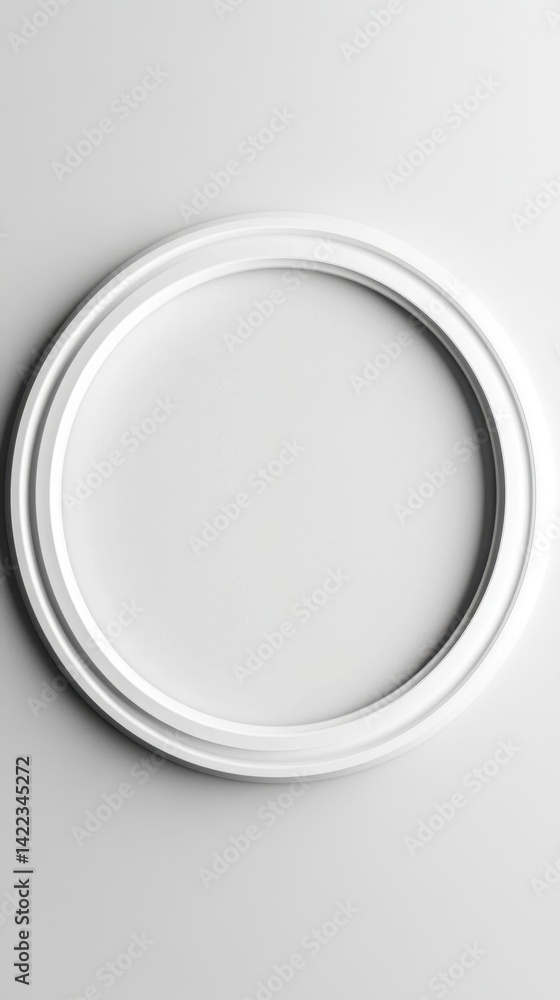 Poster minimalist white oval frame on a white wall creating a clean modern aesthetic with subtle shadows an