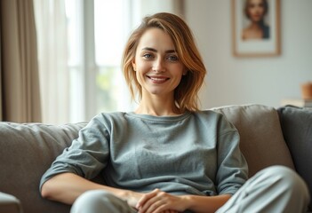 Obraz premium Relaxed female homebody portrait in natural light