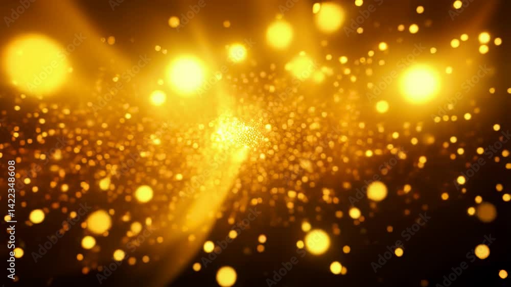 Poster golden particle burst abstract motion background