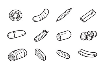 Chorizo Icon Minimalist 2D Line Drawing