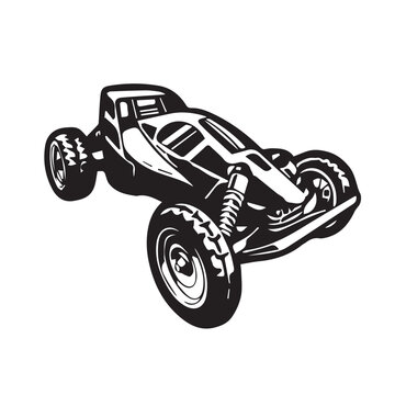 Remote Control Car RC Car Icon Vector Art Illustration, Black and White Outline Design