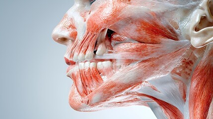 Anatomical view facial muscles and teeth