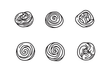 Simple Cinnamon Roll Art Line Drawing
