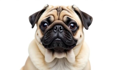 Obraz premium Adorable pug dog, isolated on white background , dog breed, short snout