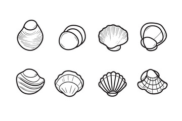 Ultra Minimalist Clams Line Art Icon