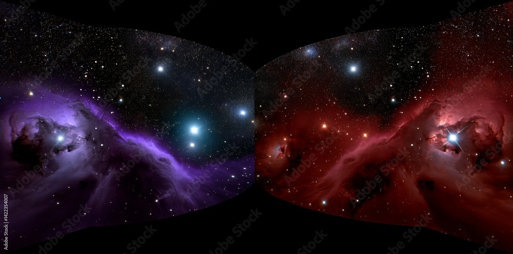 Poster a 360-degree panoramic view of a nebula in space, presented in equirectangular projection as an envi