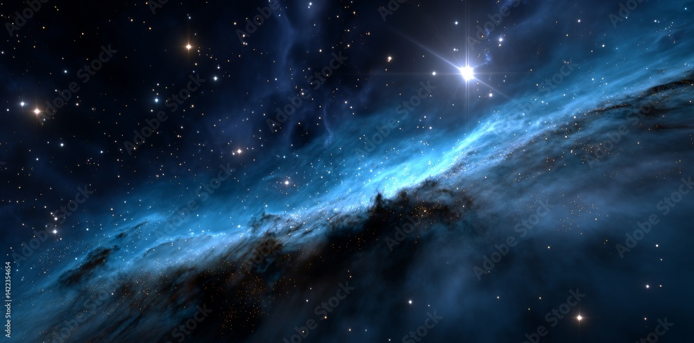 Poster a 360-degree panoramic view of a space nebula in equirectangular projection, serving as an environme