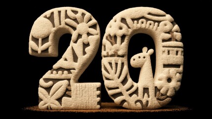 Sand Sculpture Number 20  Intricate Design  Animal  Floral   Archetypal Symbols  Artistic