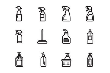 Simple Cleaning Spray Icon Line Art