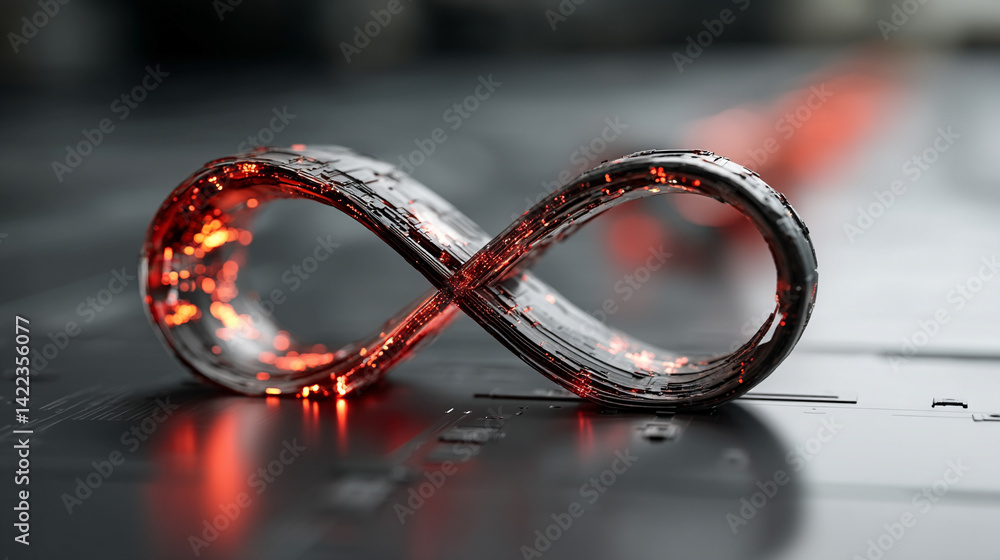 Poster a glowing digital infinity symbol floats against a blurred colorful tech background symbolizing endl