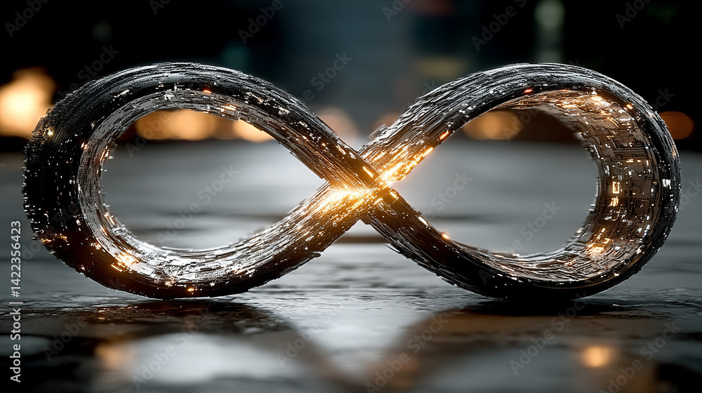 Poster a glowing digital infinity symbol floats against a blurred colorful tech background symbolizing endl