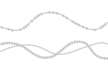 Beautiful vector image of strands of pearls, necklaces on a white background. Jewelry. Bead decoration. Vector illustration. White background. Border.