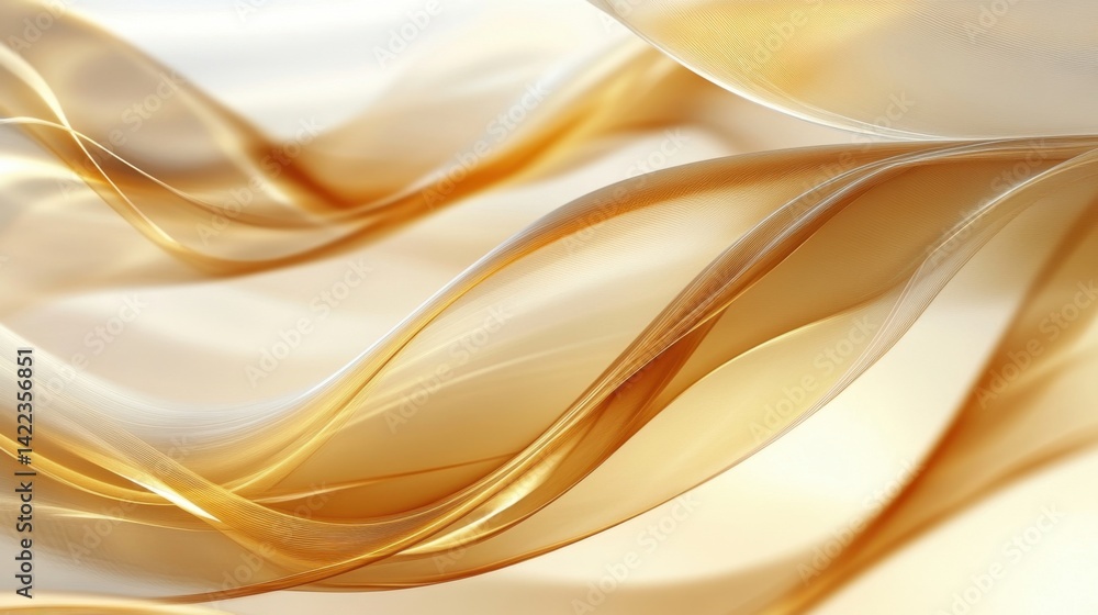 Poster elegant golden silk waves abstract background with soft lighting and flowing lines creates a luxurio