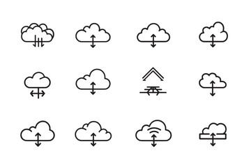 Cloud Sync Icon Minimalist Line Art