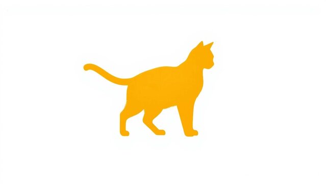 Stilvolle gelbe Katzensilhouette im Profil auf wei&szlig;em Hintergrund, minimalistisches Design f&uuml;r kreative Projekte.