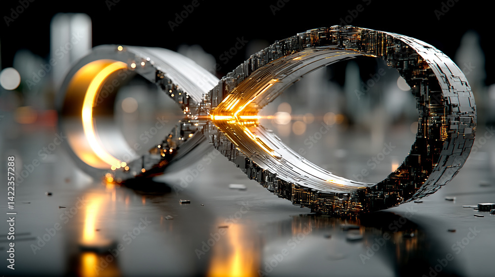 Poster a glowing digital infinity symbol floats against a blurred colorful tech background symbolizing endl