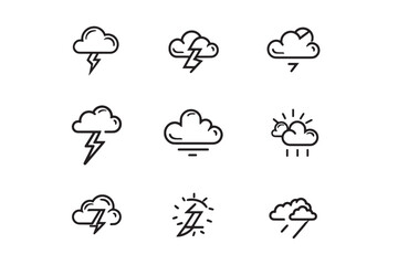 Obraz premium Cloud with Lightning line art icon