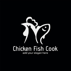 chicken fish restaurant logo design vector