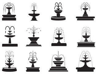 WATER FOUNTAIN SILHOUETTE WHITE BACKGROUND