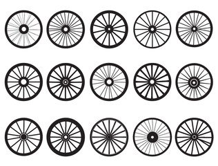 Fototapeta premium WAGON WHEELS SILHOUETTE WHITE BACKGROUND