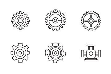 Cogs and Pistons Icon Modern Line Art