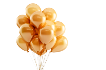 A cluster of golden balloons floats joyfully celebrating a special occasion happiness and elegance