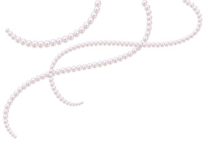 Beautiful vector image of strands of pearls, necklaces on a white background. Jewelry. Bead decoration. Vector illustration. White background. Border.