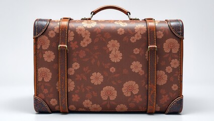 Vintage Leather Suitcase with Faded Floral Design, Travel Style
