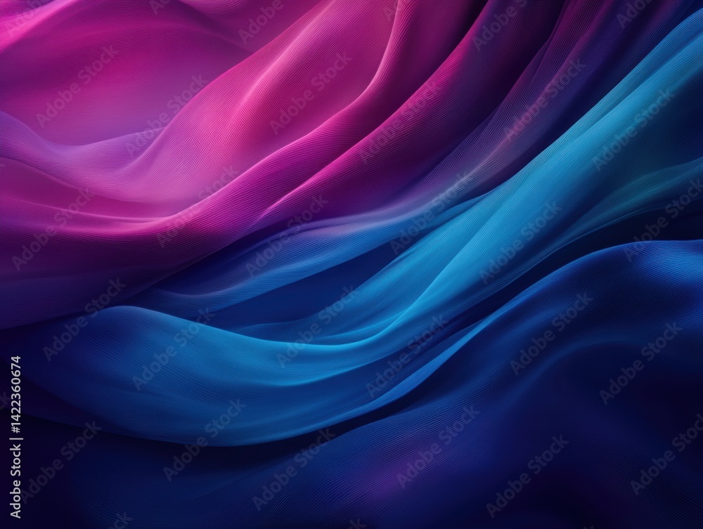Poster abstract flowing fabric in vibrant blue and pink hues creating a dynamic and visually striking desig