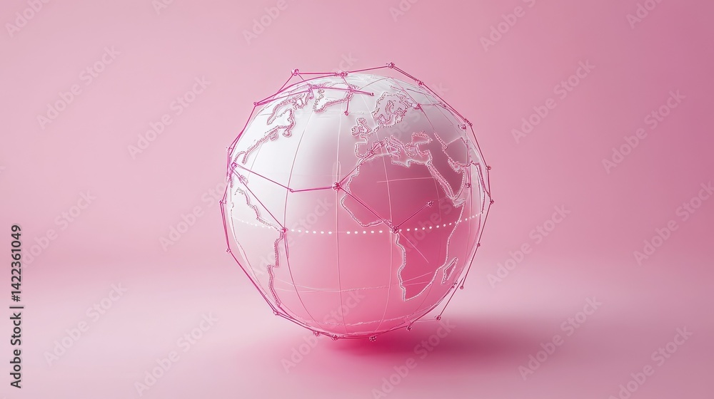 Poster this image depicts a connected globe with network lines and dots symbolizing international communica