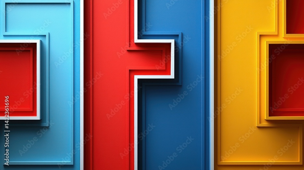 Poster abstract colorful geometric shapes background: a vibrant interplay of blue, red, and yellow geometri