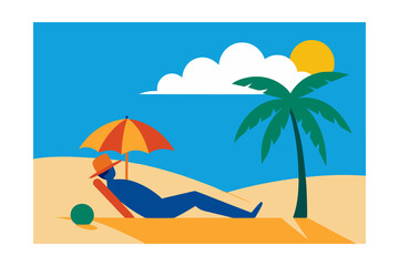 Tropical Beach Sunbathing with Palm Trees | Relaxing Island Vibes & Ocean Sounds