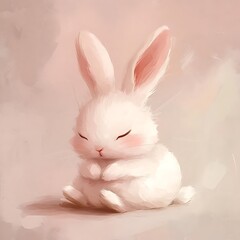 Obraz premium Cute little bunny artwork with clean minimal background