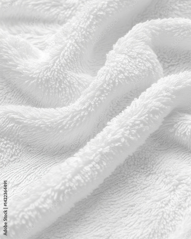 Poster luxurious white towel texture close up capturing softness and cleanliness in a detailed macro shot f