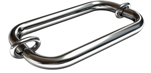  A wire carabiner frame, chrome color with no background, PNG transparent background 