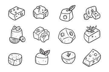 Cottage Cheese icon simple 2D line art