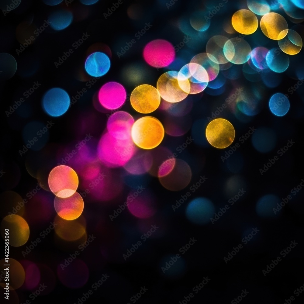 Poster abstract luminous bokeh background with vibrant colors creating a festive and dreamy atmosphere perf
