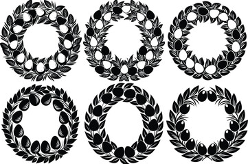 Obraz premium Wreath with Eggs silhouette vector illustration isolated on white background.