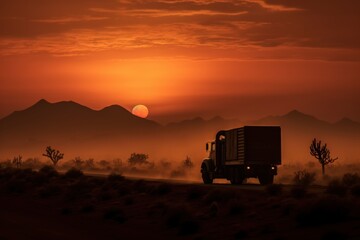 Fototapeta premium Desert sunset on highway