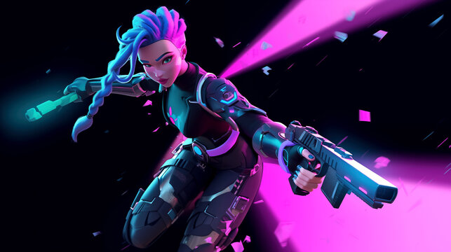 Fototapeta Video game character. Role-playing game illustration