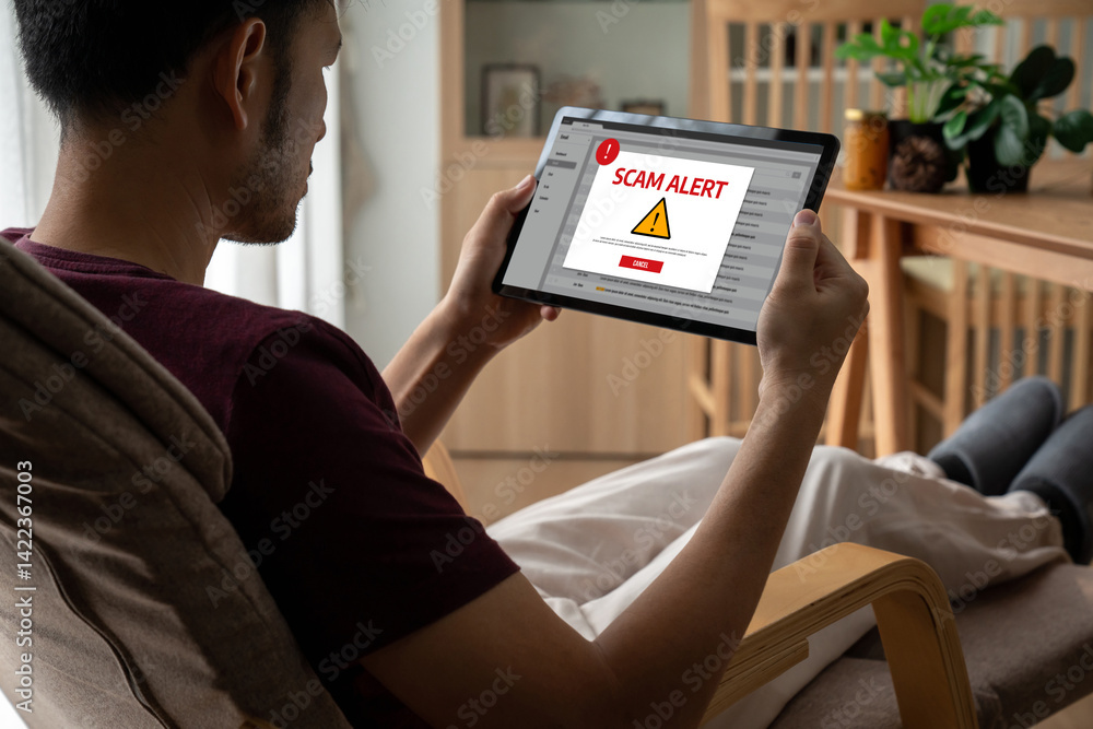Canvas Prints cyber security software show alert of cyber attack for protection snugly. danger from virus, phishin