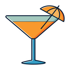 Glass of cocktail with a slice of lemon and an olive, ideal for a summer party or beach celebration