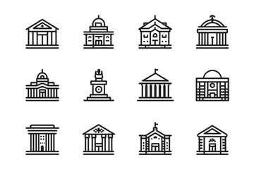 Simple courthouse 2D line illustration