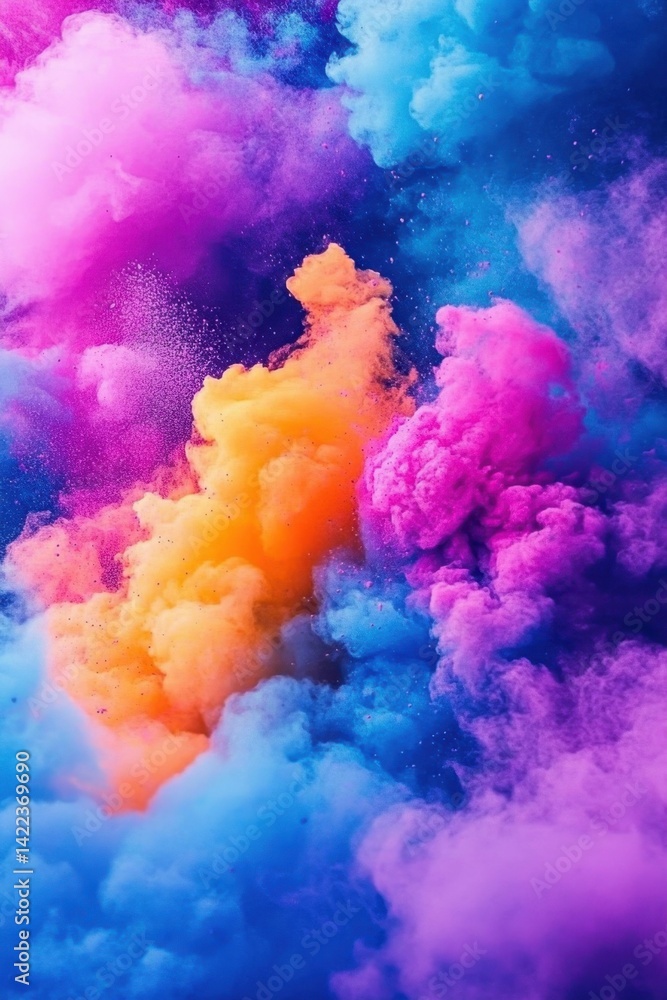 Poster ethereal cloudscape of vibrant colors blending seamlessly creating a dreamy and artistic background 