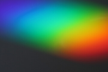 Soft focus rainbow neon grain blur texture wall with prism refraction. Light and shadow smoke...