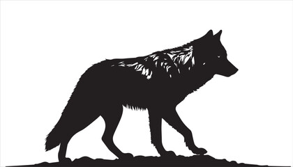 A wild black wolf silhouette, vector illustration