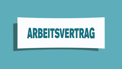 Arbeitsvertrag (Employment contract) - A card isolated on light green background.