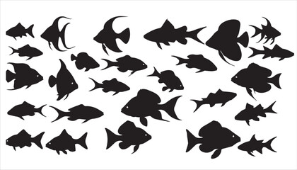 A group of fish silhouettes